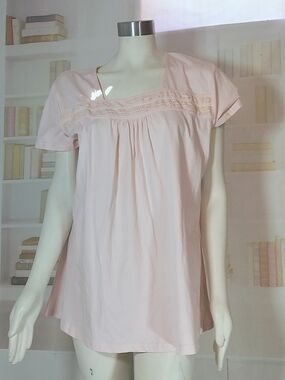 Light Pink Crochet Yoke Cap Sleeve Top